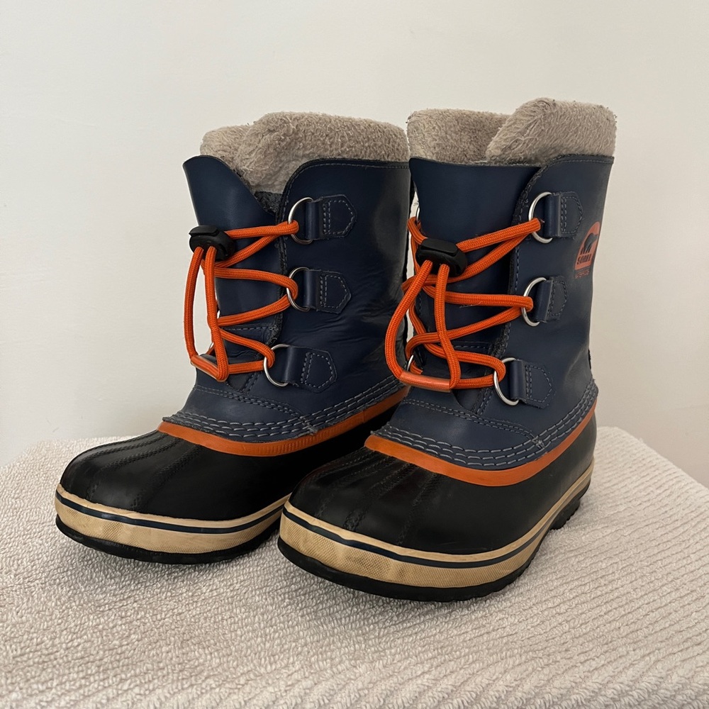 Sorel Waterproof Winter Boots - Navy and Orange